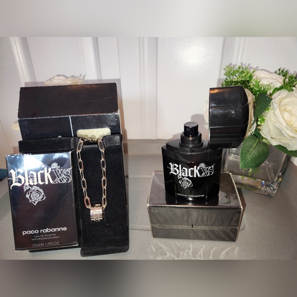 Black XS EDT for Men by Paco Rabanne with Bonus Silvertone Chain & Pendant/Ring - Picture 4 of 16